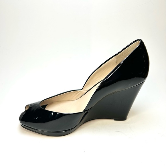Michael Kors Black Patent Leather Wedge Peep Toe | 7.5 - Picture 3 of 8
